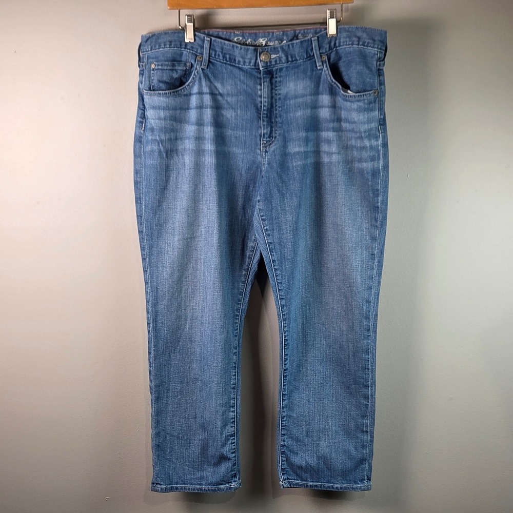Eddie Bauer Boyfriend Crop Jeans Women 14 Blue Excellent Stretch 21917189 Denim